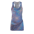 Blue Starburst Racerback Dress — Ethereal Galaxy Print Women's Dress