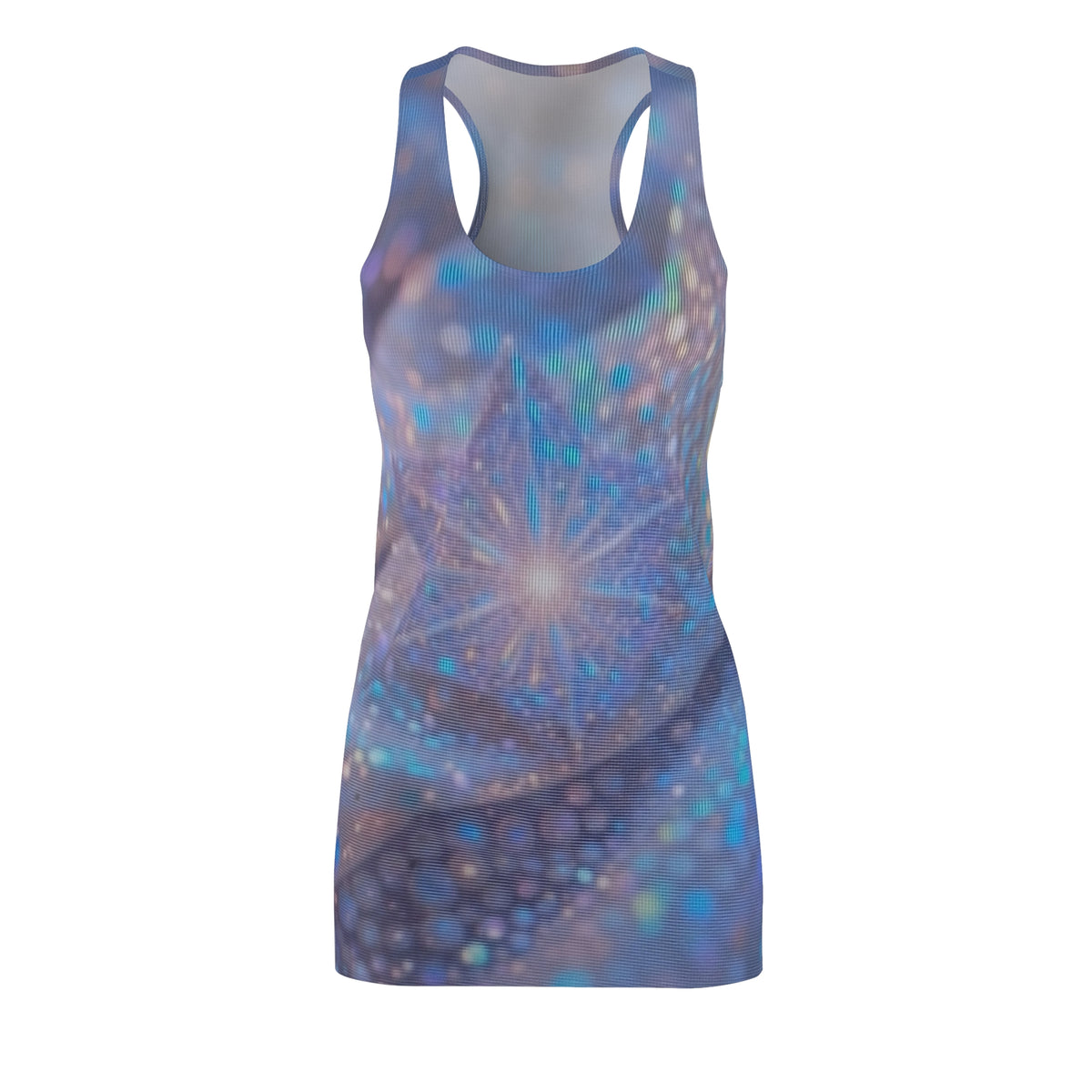 Blue Starburst Racerback Dress — Ethereal Galaxy Print Women's Dress