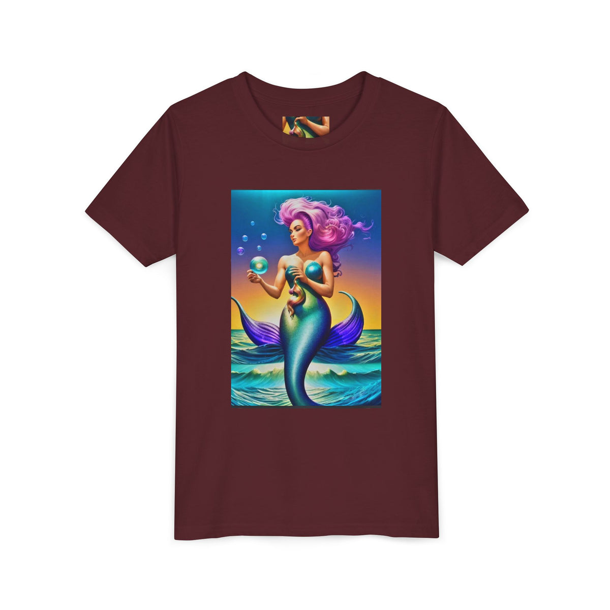 Youth Mermaid Tee — Colorful Fantasy Mermaid Graphic Shirt for Kids