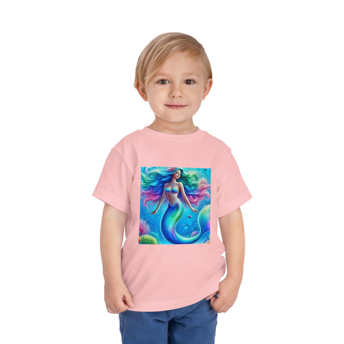 Toddler Mermaid Tee — Colorful Rainbow Sea Princess Short Sleeve Shirt