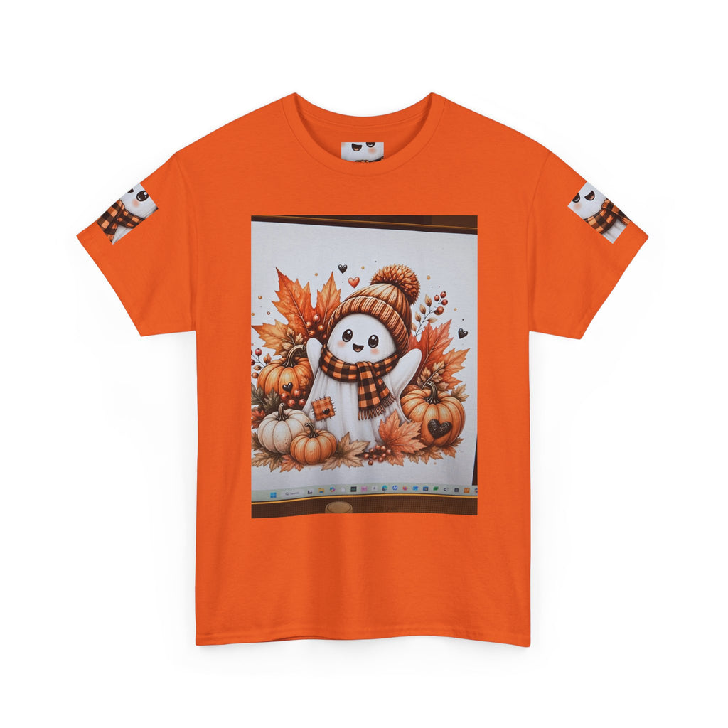 Autumn Snowman Tee — Cute Fall Pumpkin & Leaves Graphic Shirt