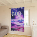 Religious Window Curtain - 'Thank You God' Inspirational Faith Decor