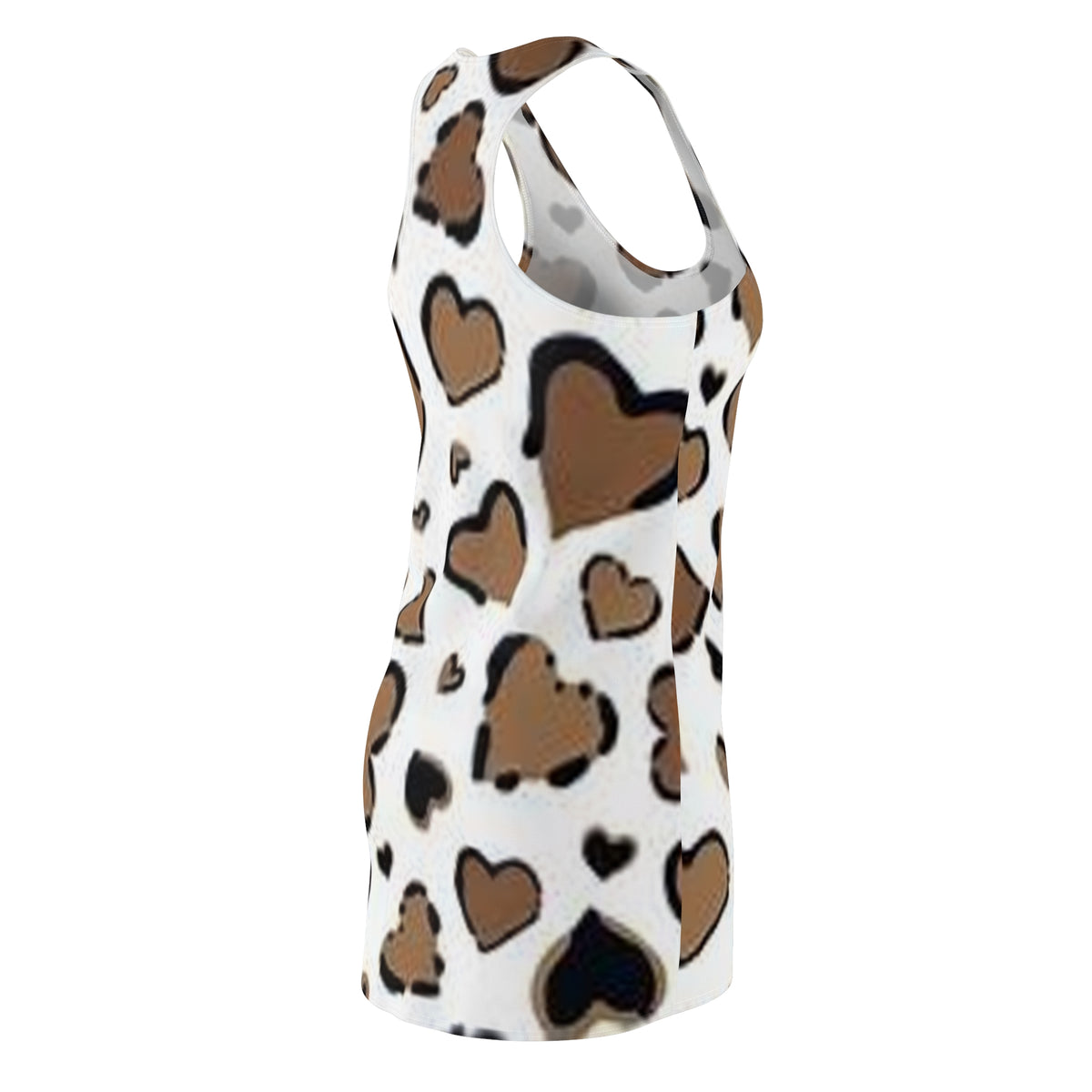 Heart Leopard Racerback Dress — Brown & White AOP Summer Sundress