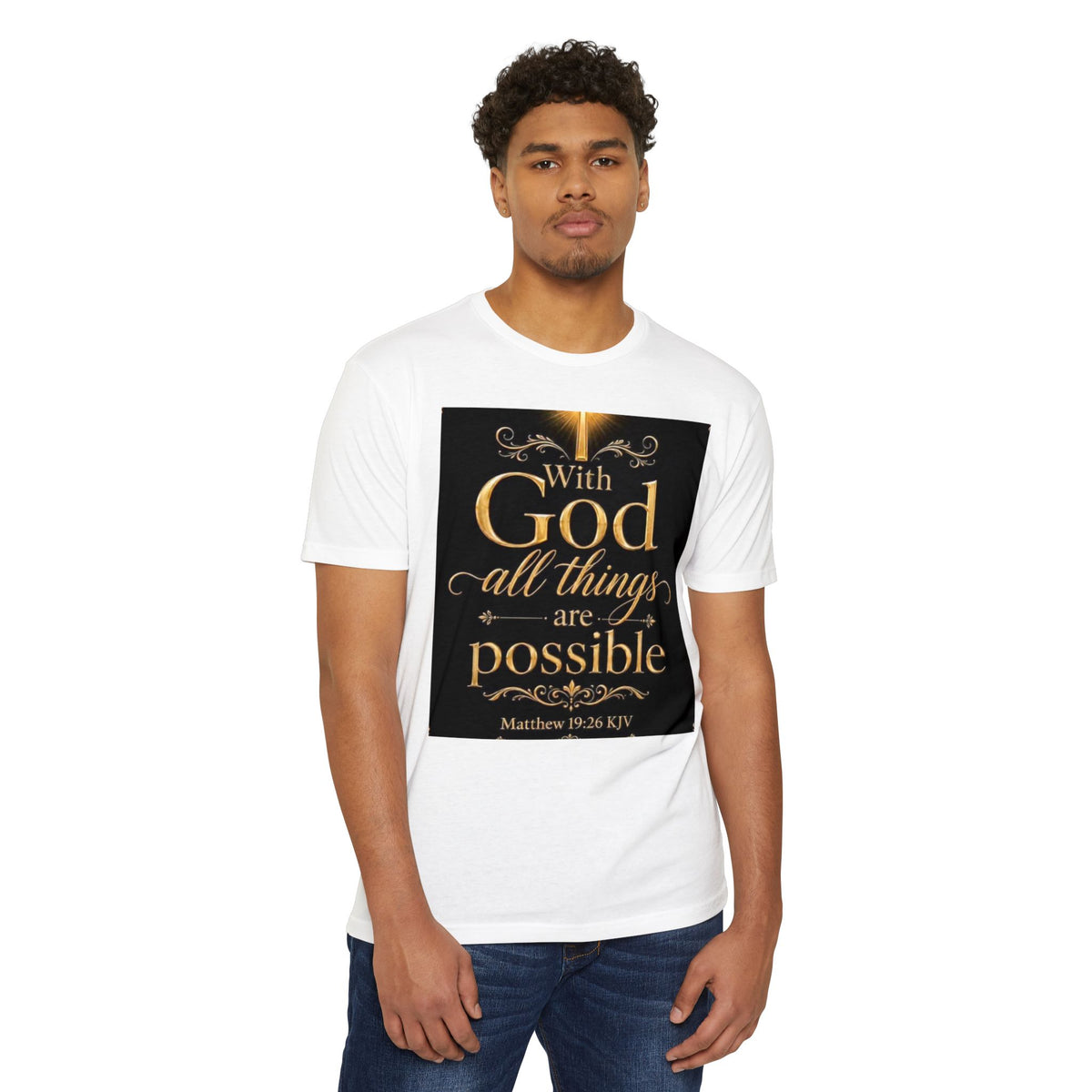 Christian T-Shirt — "With God All Things Are Possible" (Matthew 19:26) Inspirational Faith Tee