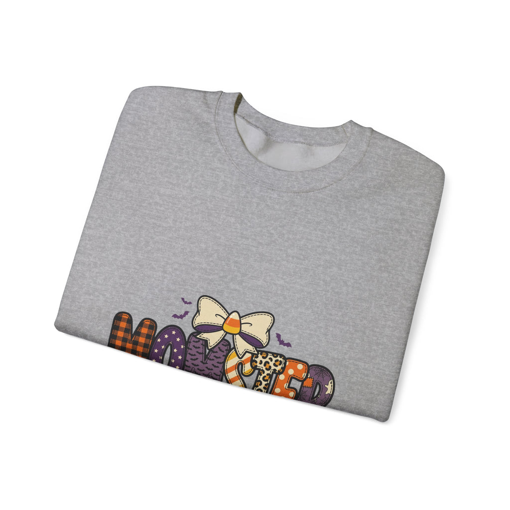 Momster Halloween Mom Sweatshirt | Cute Gothic Pumpkin Plaid Lettering