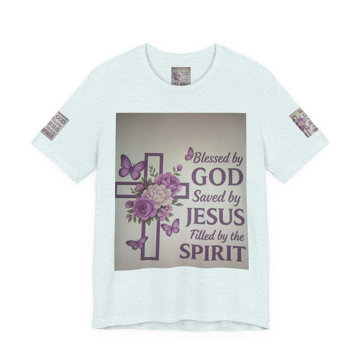 Blessed by God Christian T-Shirt — "Blessed by God, Saved by Jesus, Filled by the Spirit"