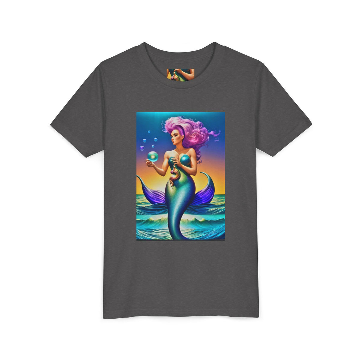 Youth Mermaid Tee — Colorful Fantasy Mermaid Graphic Shirt for Kids
