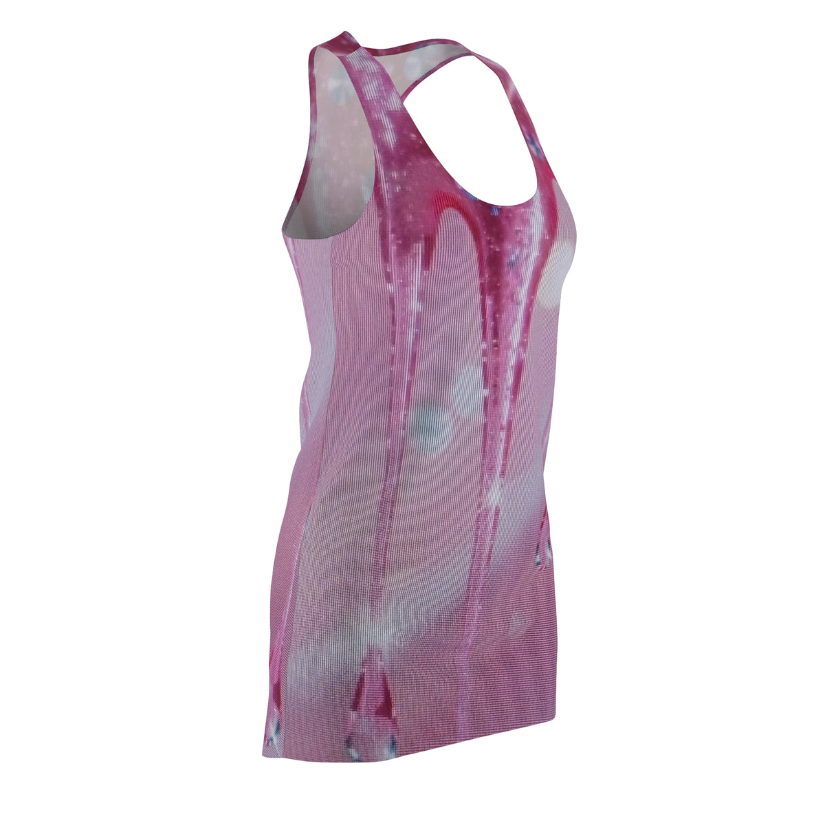 Pink Crystal Drop Racerback Dress — Sparkle Bokeh All-Over Print
