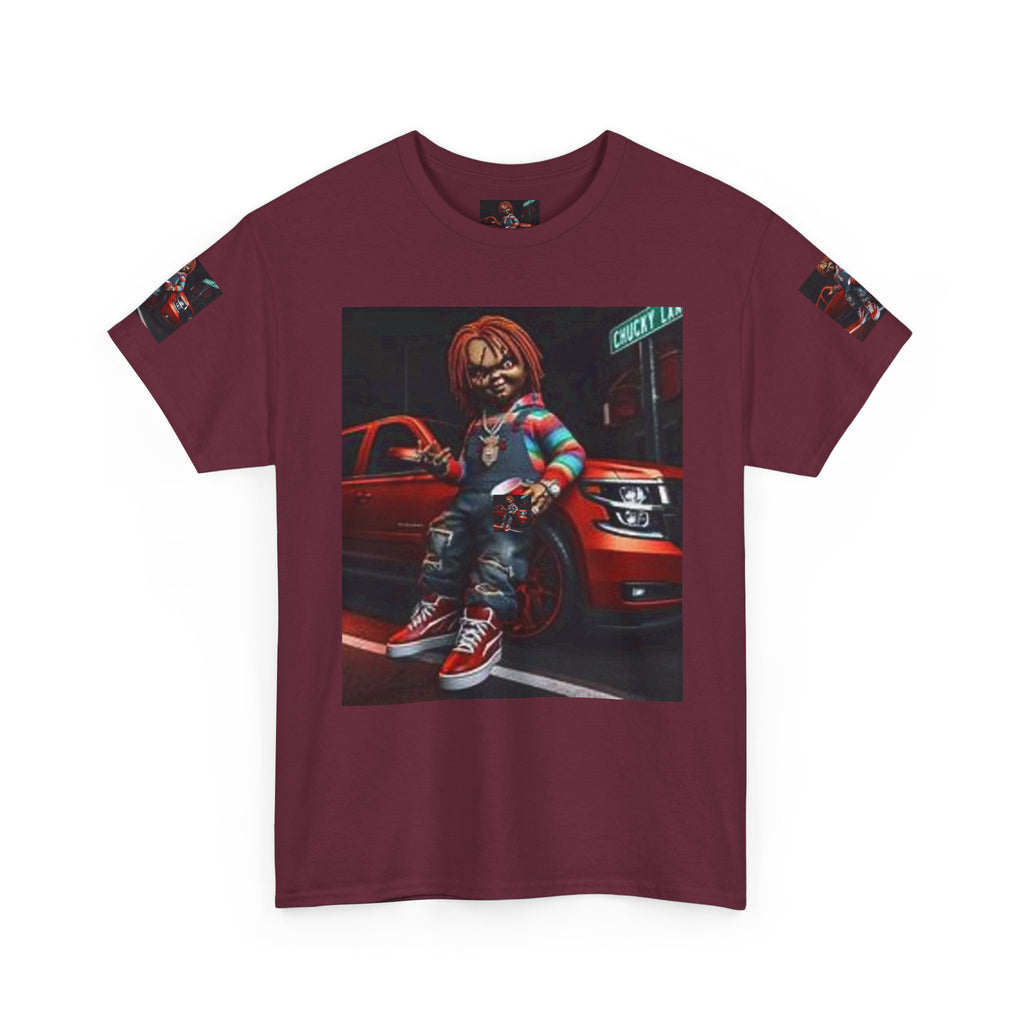 Horror Chucky Graphic Tee — Retro Red Car Street-Chill T-Shirt