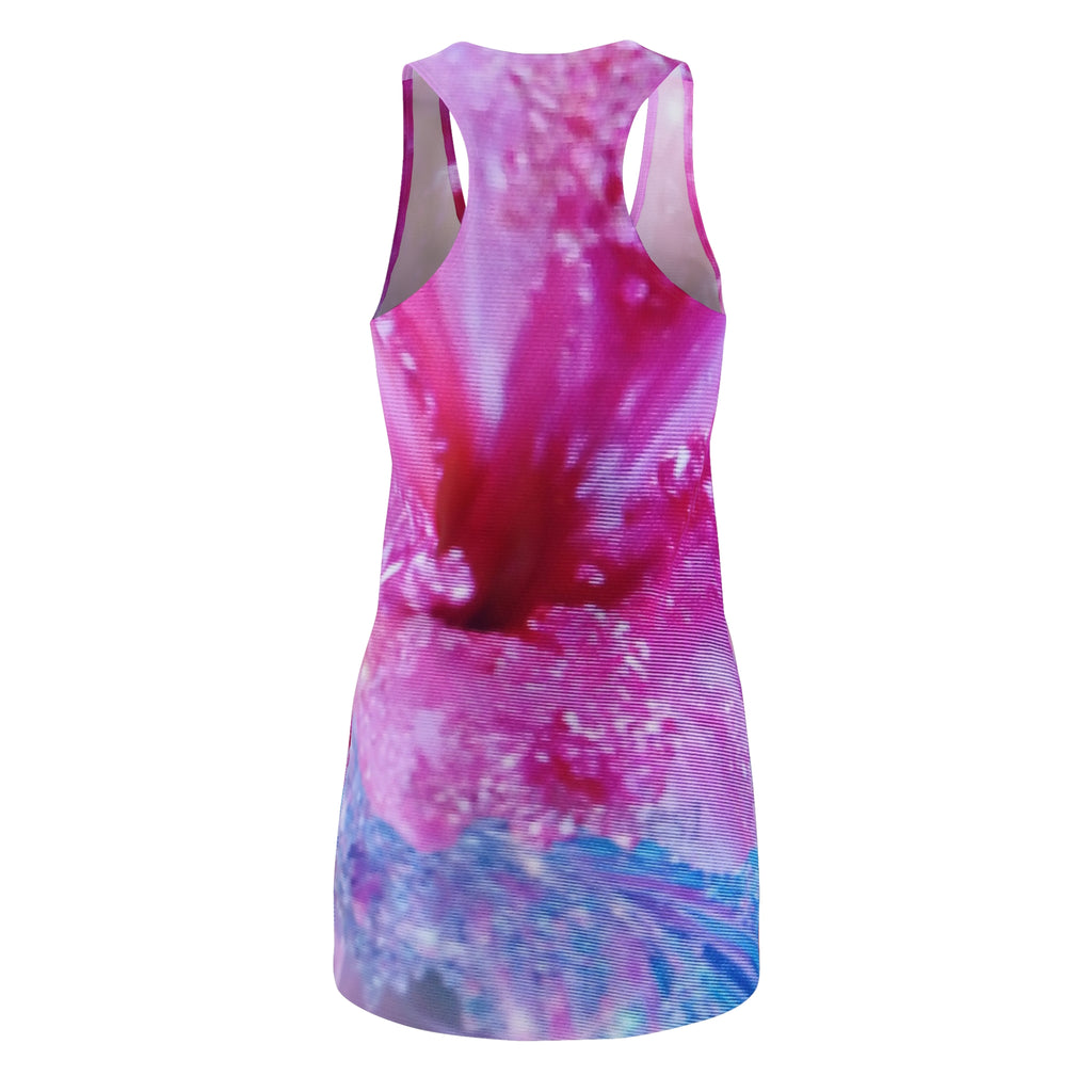 Pink Floral Racerback Dress — Abstract Watercolor Petal Print