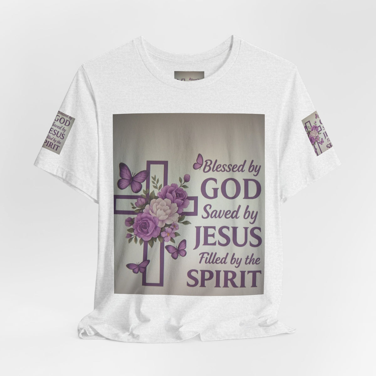 Blessed by God Christian T-Shirt — "Blessed by God, Saved by Jesus, Filled by the Spirit"