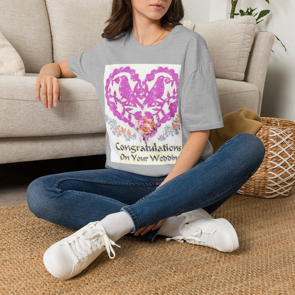 Wedding Congratulations T-Shirt — Pink Glitter Heart Design