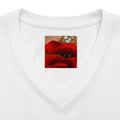 Women's V-Neck Tee — Red & White Rose Bouquet Graphic