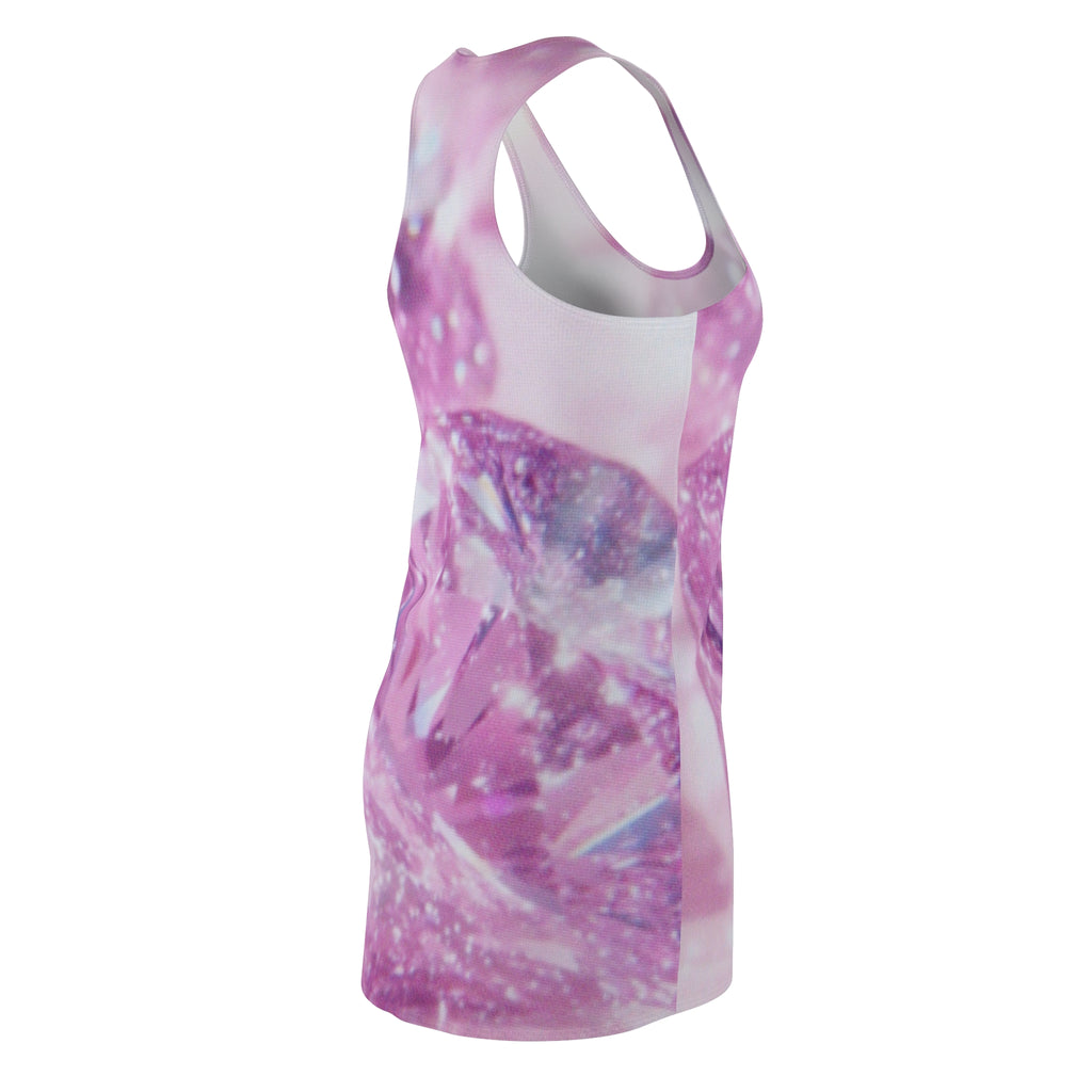 Pink Sparkle Racerback Dress — All-Over Printed Floral Glam