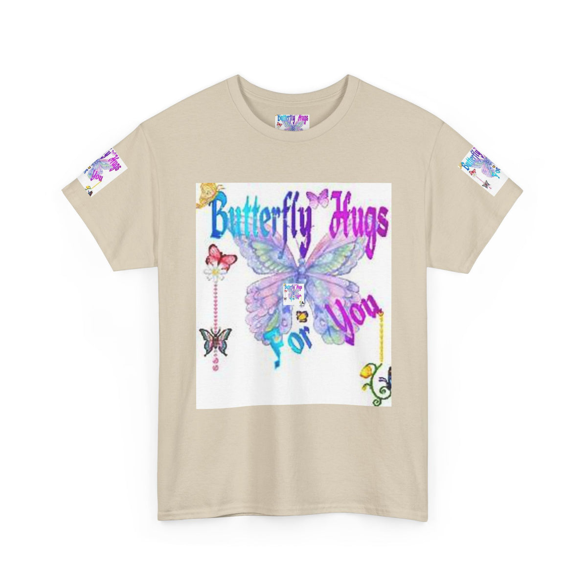 Butterfly Hugs Tee — Pastel Butterfly Graphic Shirt with "Butterfly Hugs For You"