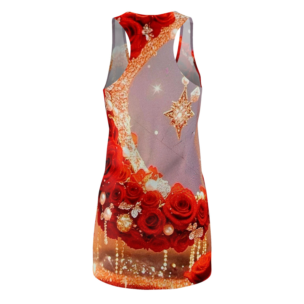 Red Rose Jewel Racerback Dress — Floral Crown & Pearl Accents