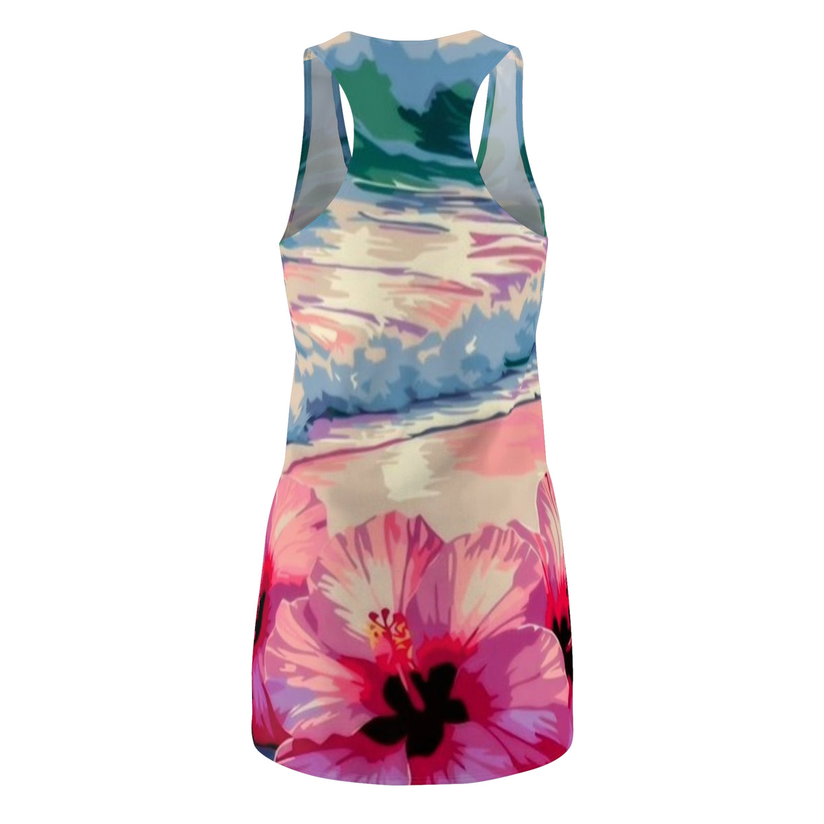 Tropical Hibiscus Racerback Dress — Beach Sunset Floral Print
