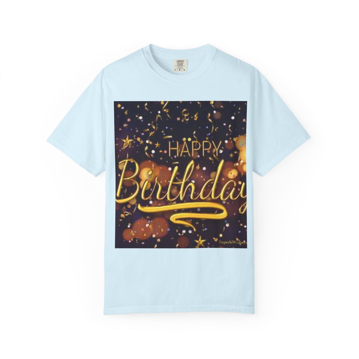 Birthday T-Shirt — Gold Confetti "Happy Birthday" Tee