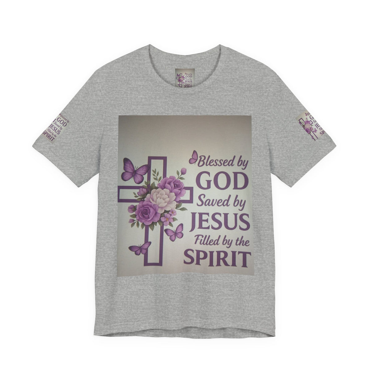 Blessed by God Christian T-Shirt — "Blessed by God, Saved by Jesus, Filled by the Spirit"