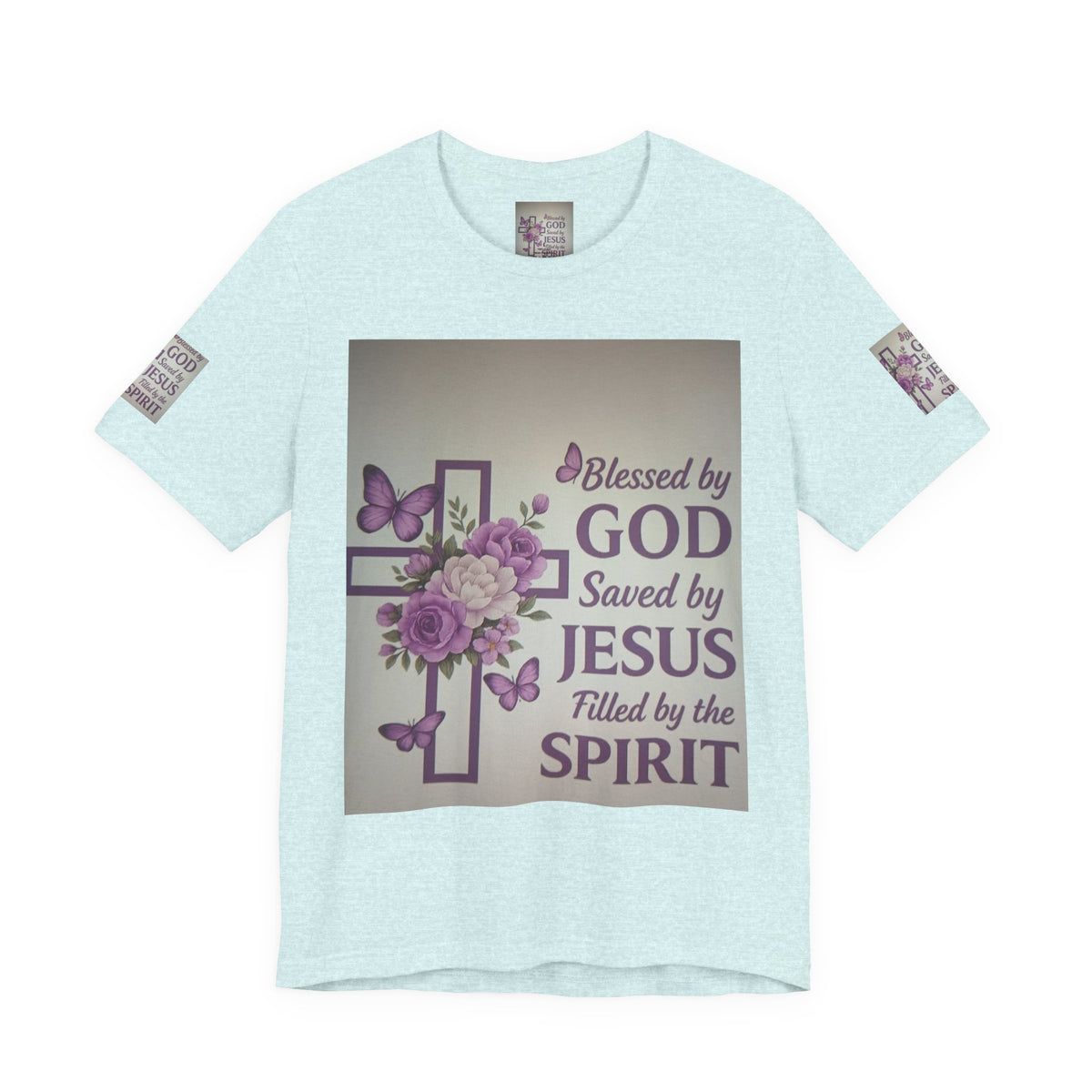 Blessed by God Christian T-Shirt — "Blessed by God, Saved by Jesus, Filled by the Spirit"