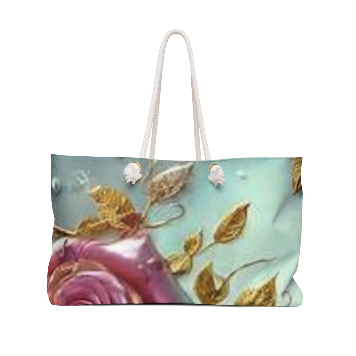 Vintage Rose Weekender Bag — Gold Leaf Floral Travel Tote