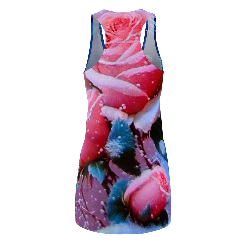 Racerback Dress — Pink Rose All-Over Print Floral Summer Sundress