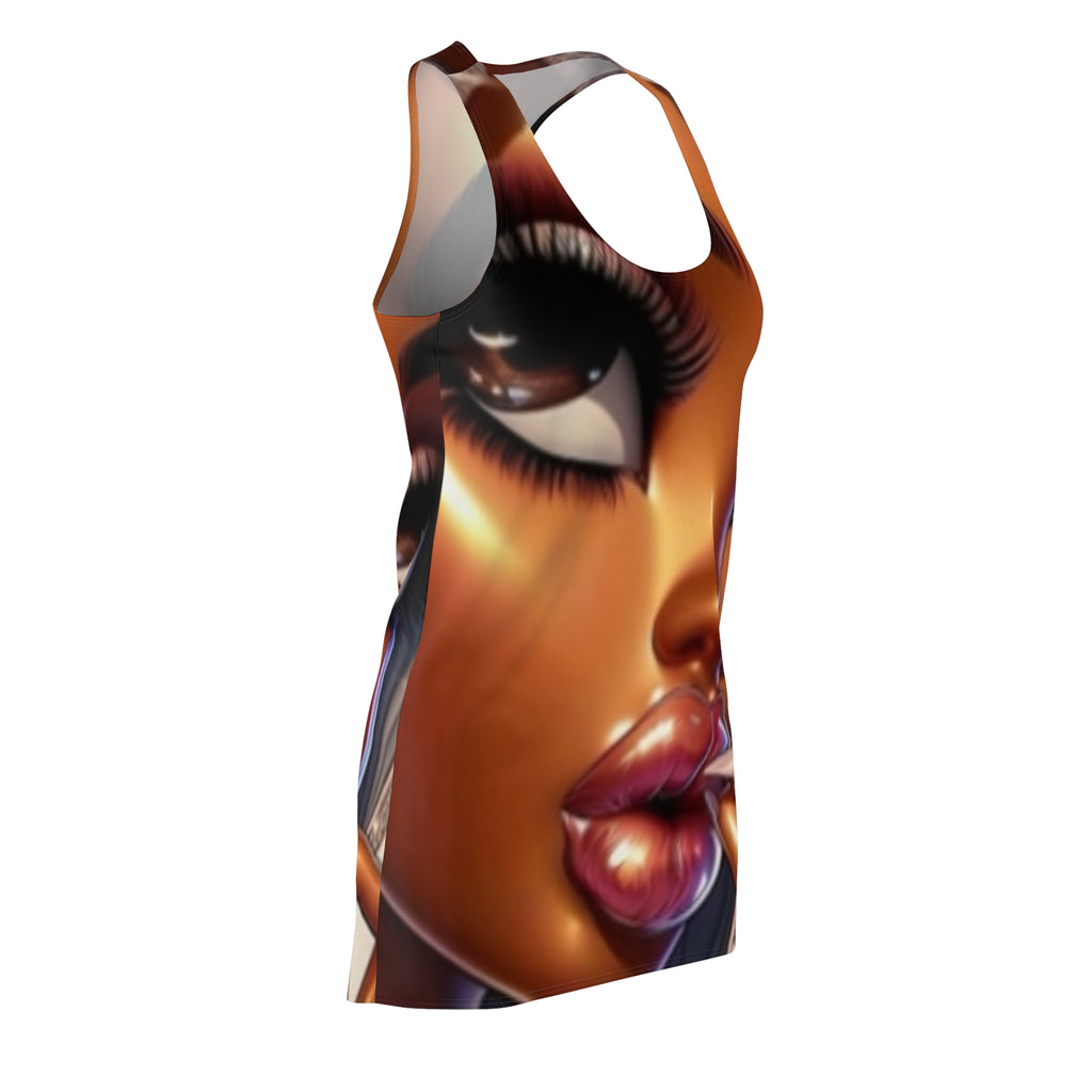 Racerback Dress — Bold Glam Portrait All-Over Print