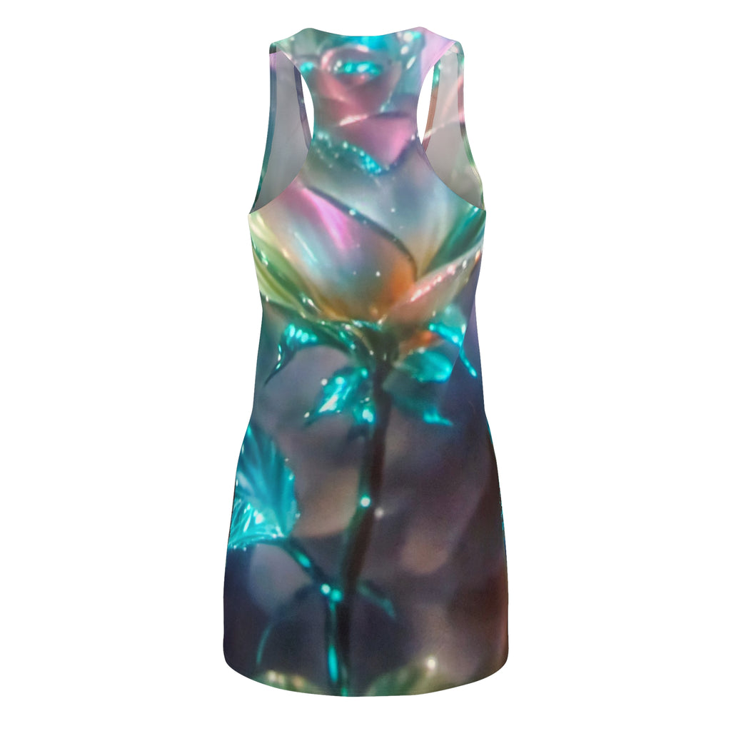 Floral Glow Racerback Dress — Iridescent Bloom All-Over Print