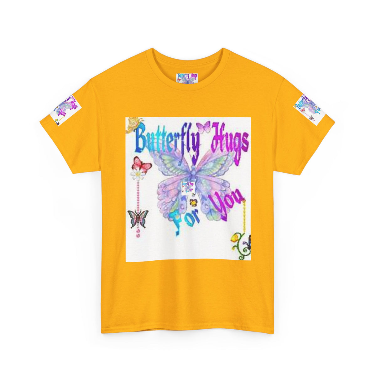 Butterfly Hugs Tee — Pastel Butterfly Graphic Shirt with "Butterfly Hugs For You"