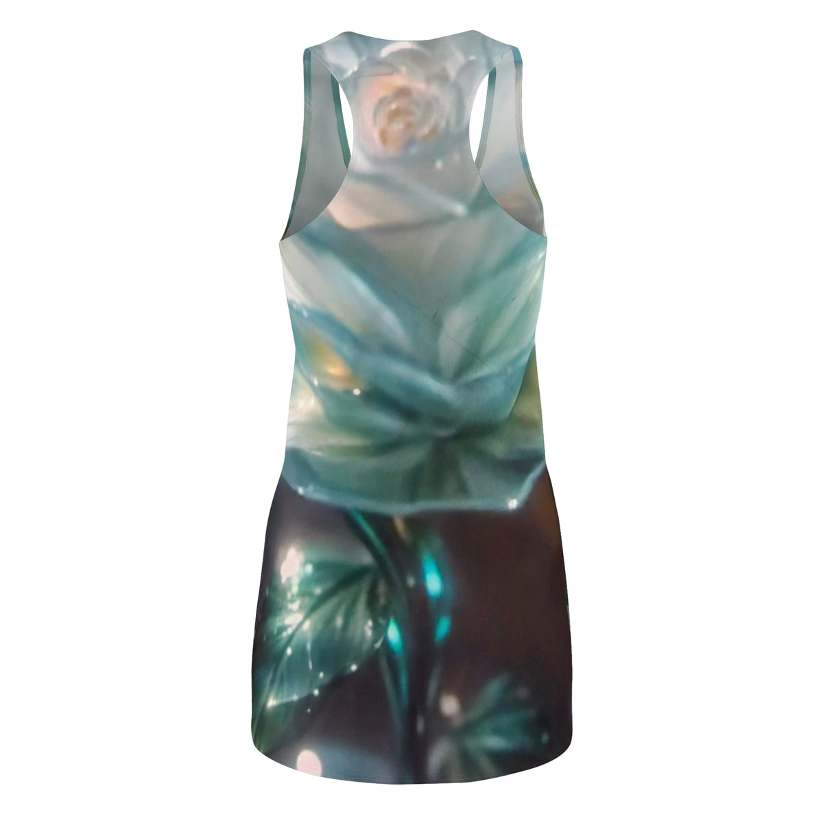 Botanical Glow Racerback Dress — Teal Floral All-Over Print