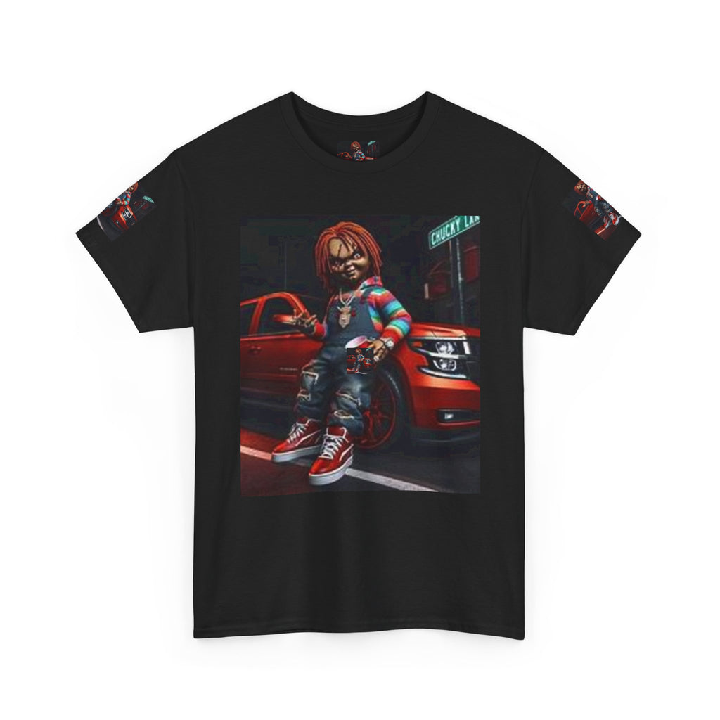 Horror Chucky Graphic Tee — Retro Red Car Street-Chill T-Shirt