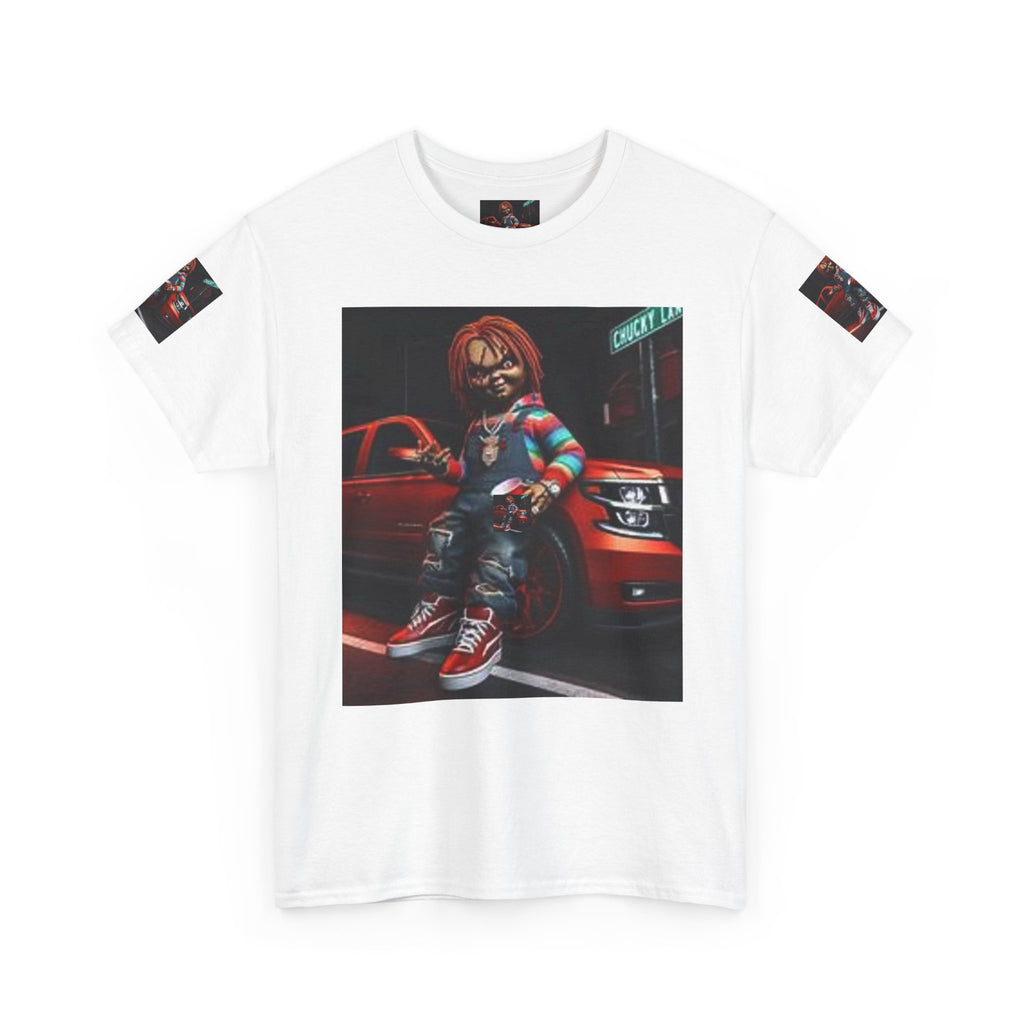 Horror Chucky Graphic Tee — Retro Red Car Street-Chill T-Shirt