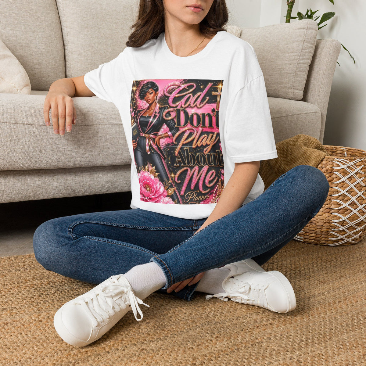 T-Shirt — "God Don't Play About Me" Pink Retro Faith Graphic Tee