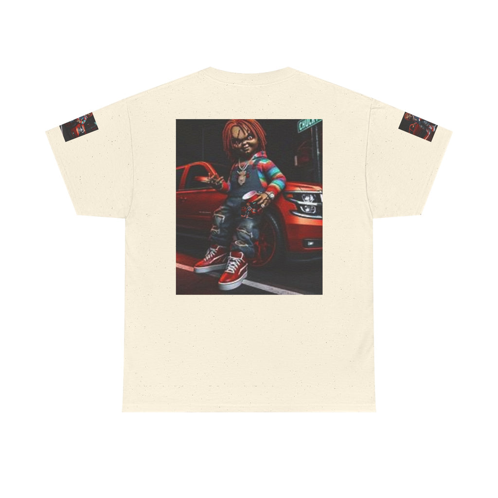 Horror Chucky Graphic Tee — Retro Red Car Street-Chill T-Shirt