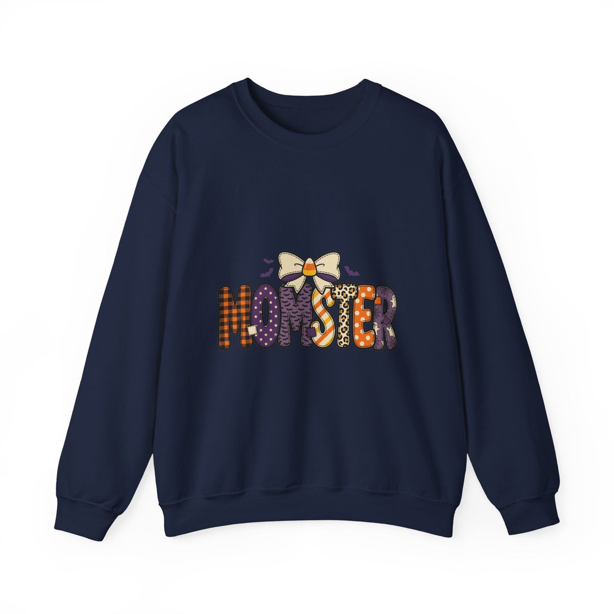 Momster Halloween Mom Sweatshirt | Cute Gothic Pumpkin Plaid Lettering