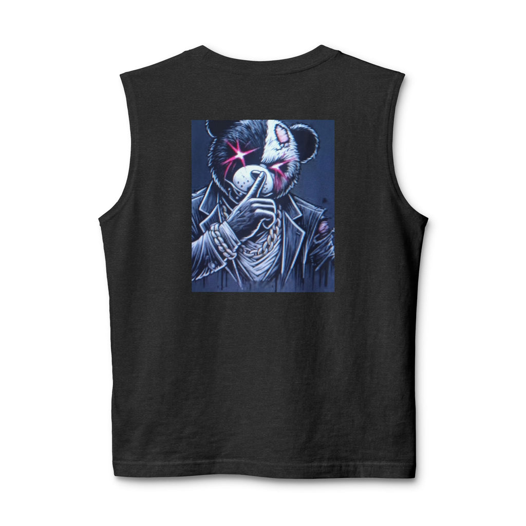Mystery Bear Mask Muscle Tank — Dark Neon Graphic Tank Top