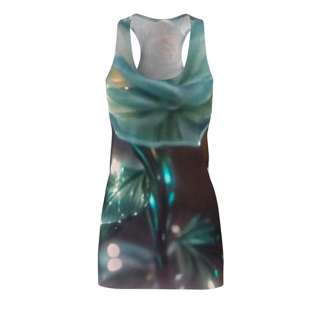 Botanical Glow Racerback Dress — Teal Floral All-Over Print