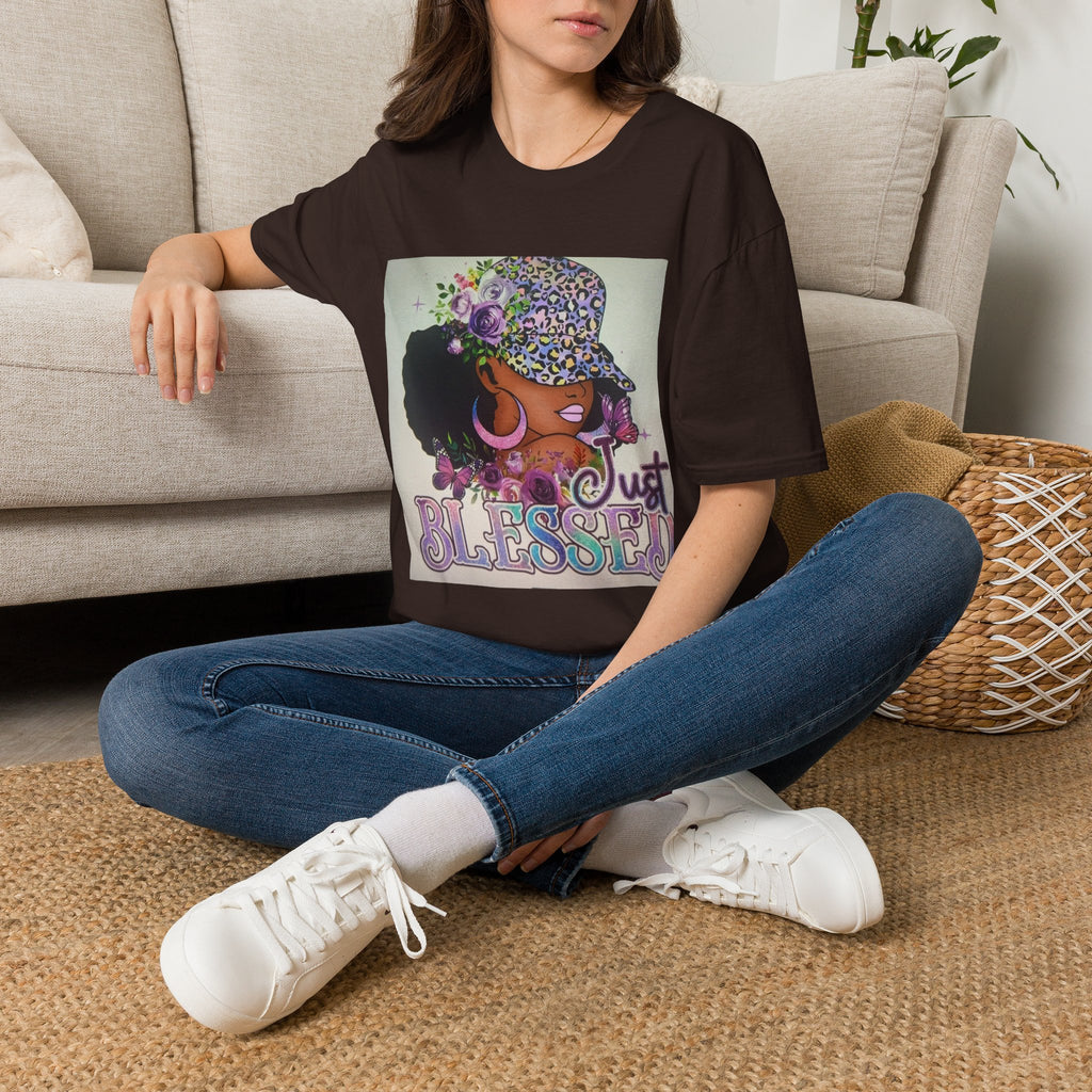 Just Blessed Afro Floral Tee