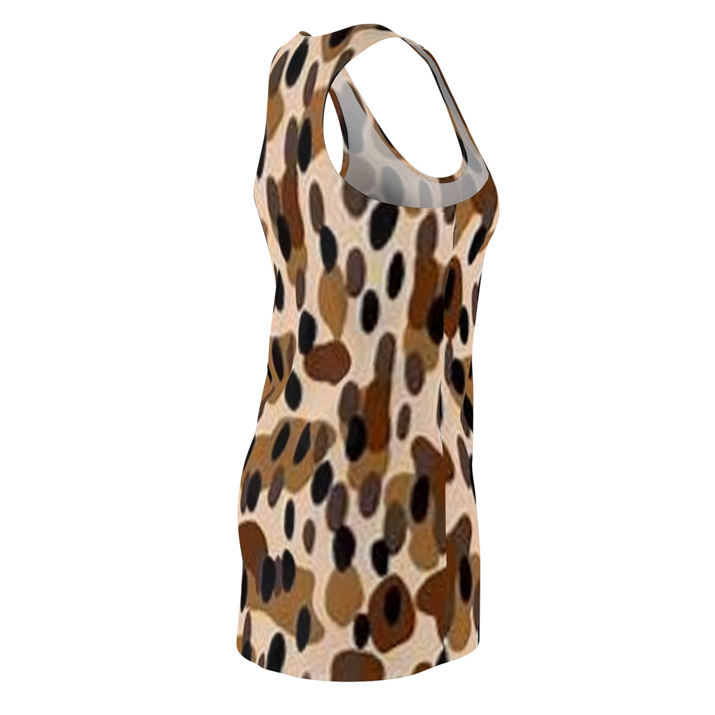 Leopard Spot Racerback Dress – Tan Brown AOP Bodycon