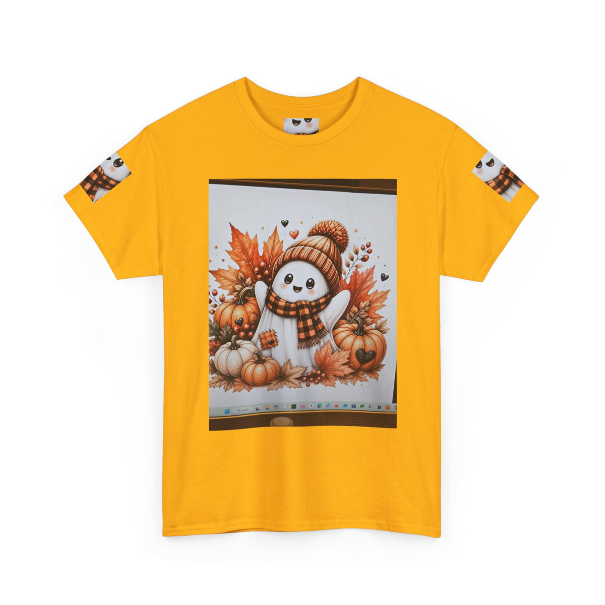 Autumn Snowman Tee — Cute Fall Pumpkin & Leaves Graphic Shirt