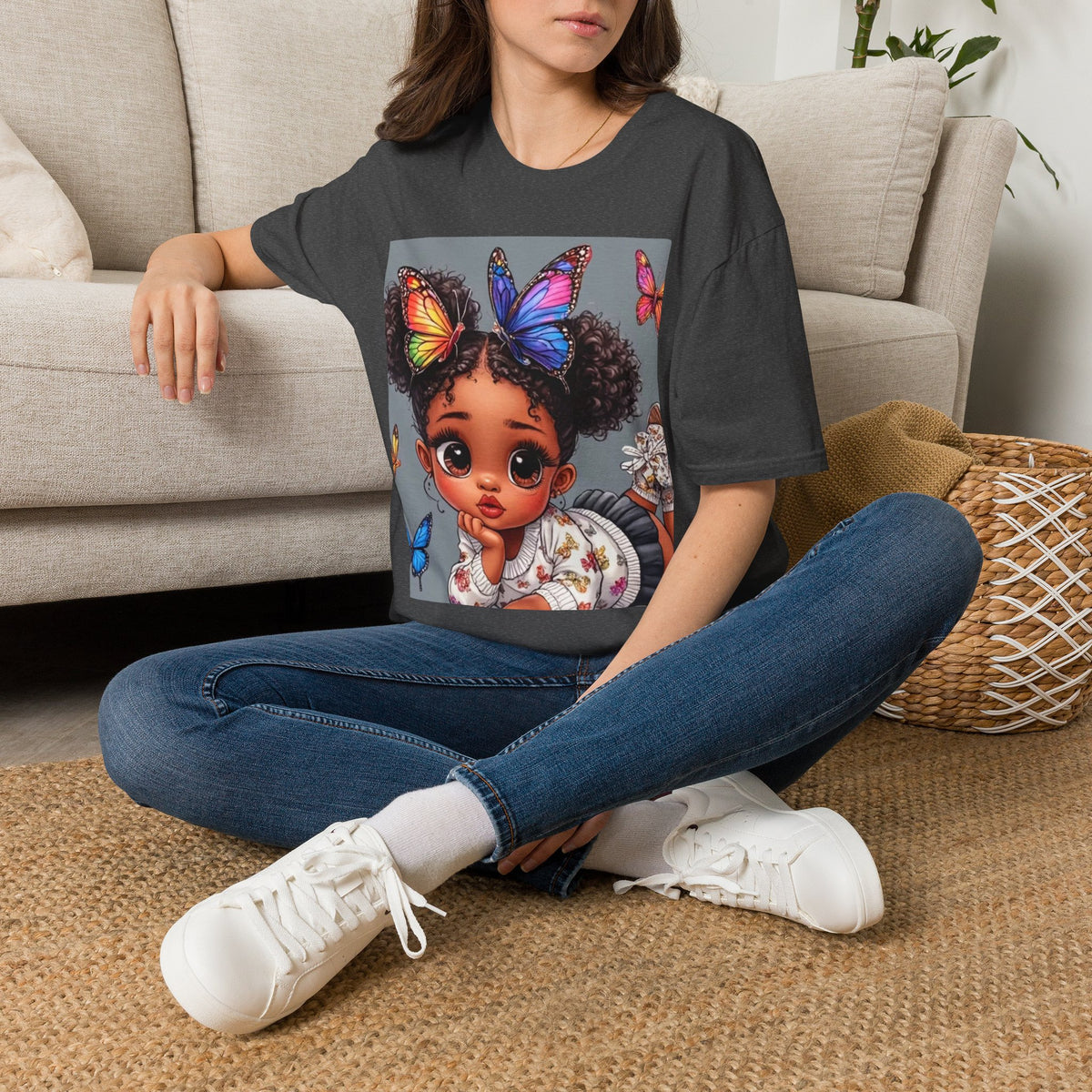 Butterfly Crown T‑Shirt — Cute Little Girl Illustration Tee
