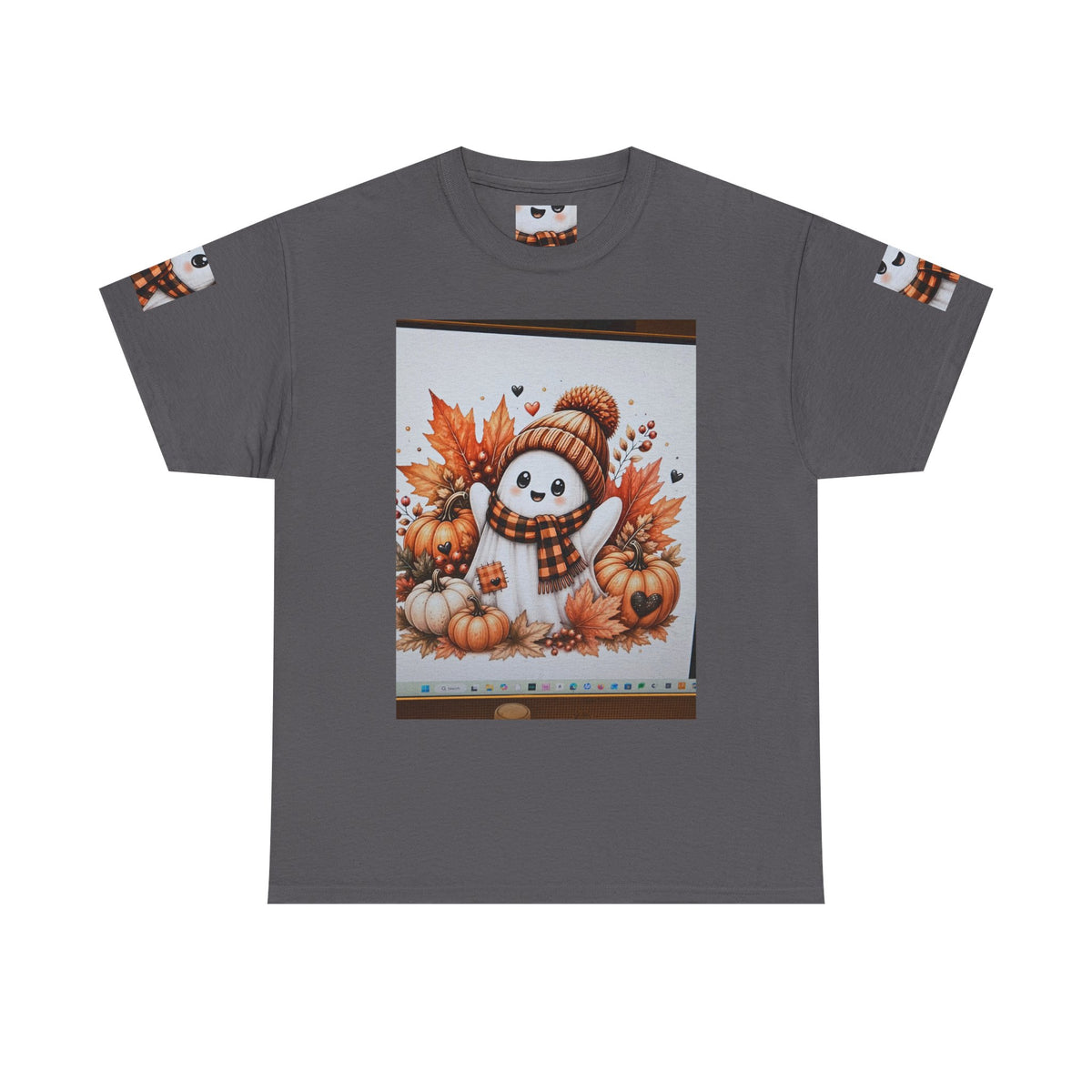Autumn Snowman Tee — Cute Fall Pumpkin & Leaves Graphic Shirt