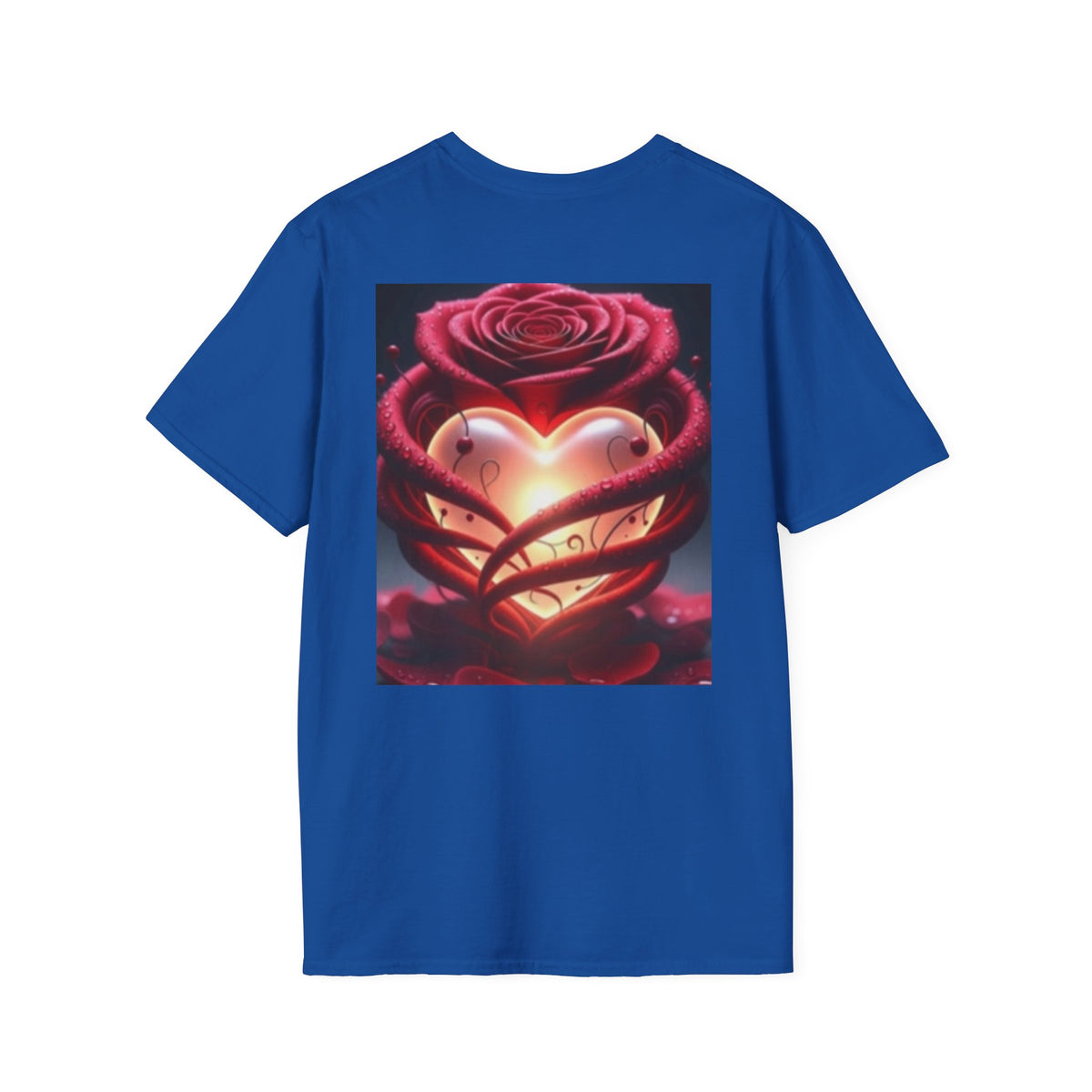 Heart Rose T-Shirt — Glowing Heart & Rose Graphic Tee