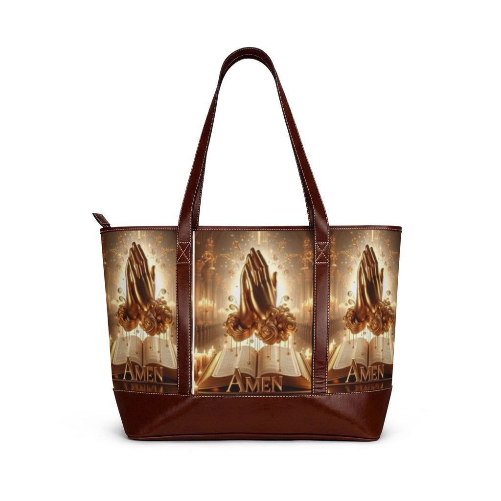Prayer Hands Tote Bag — 'Amen' Religious Handbag for Church & Spiritual Gifts
