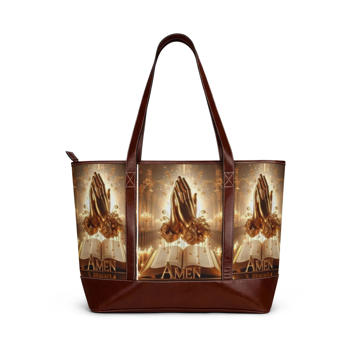 Prayer Hands Tote Bag — 'Amen' Religious Handbag for Church & Spiritual Gifts