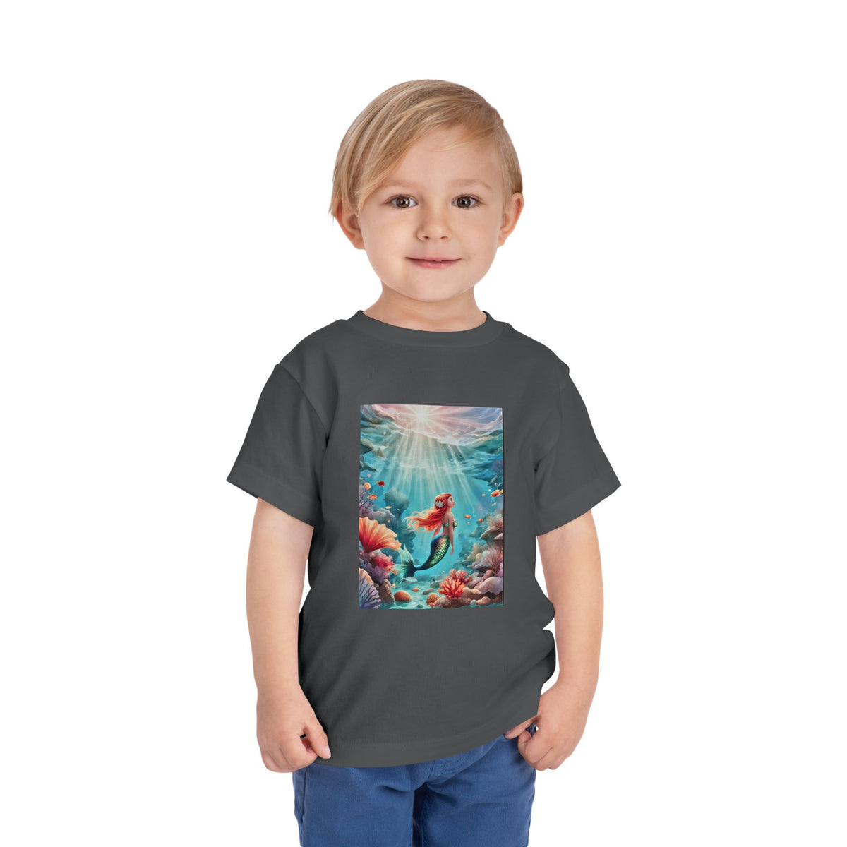 Mermaid Toddler Tee – Underwater Sunlight Sea Life Graphic