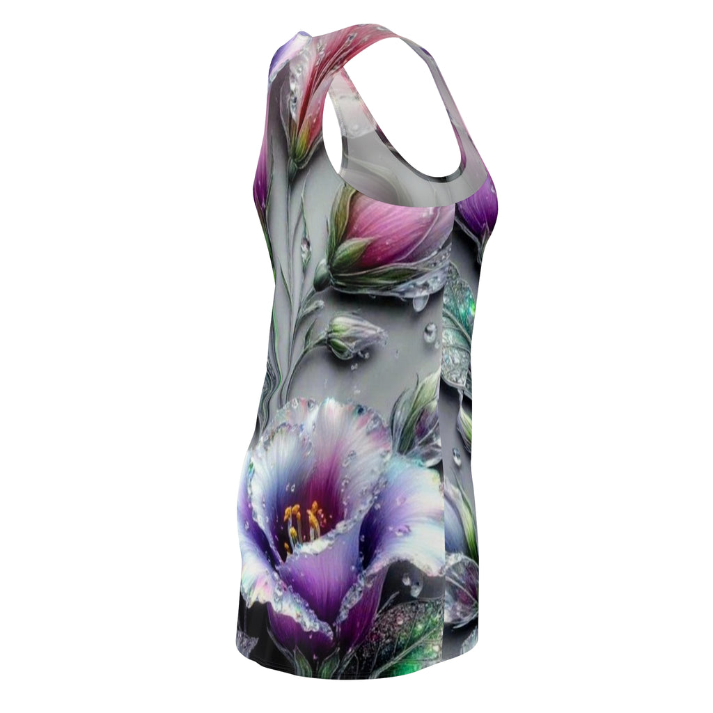 Floral Racerback Dress — Purple Watercolor Bloom All-Over Print