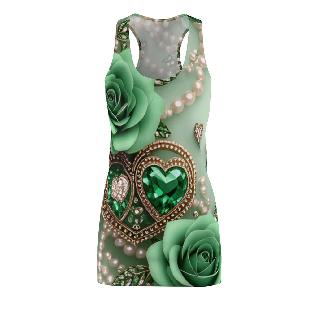 Racerback Dress — Emerald Rose Jewel Print