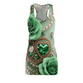Racerback Dress — Emerald Rose Jewel Print