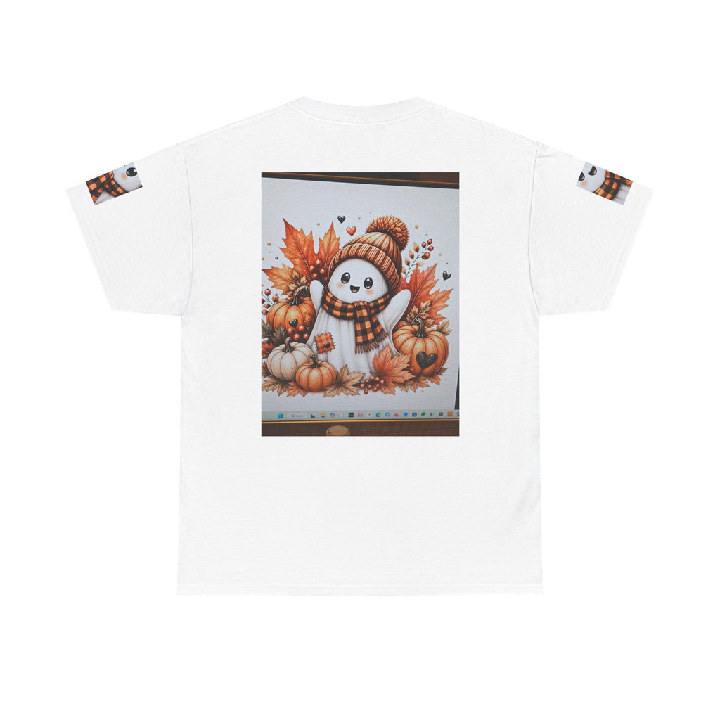 Autumn Snowman Tee — Cute Fall Pumpkin & Leaves Graphic Shirt